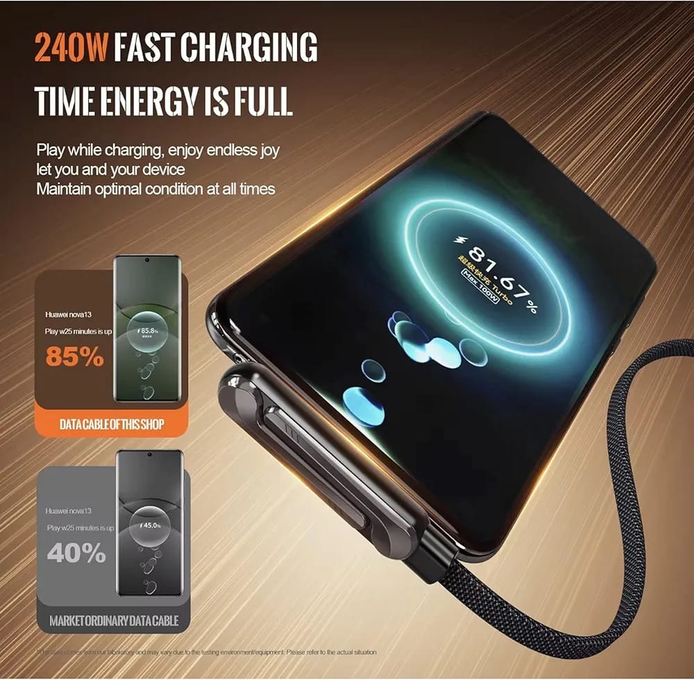 240W USB-C Gaming Charging Cable with Built-In Stand