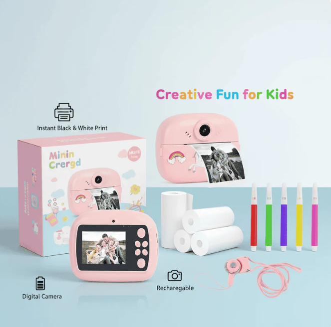Kids Instant Print Camera 📸   Print Photos Instantly – No Ink Needed!