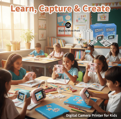 Kids Instant Print Camera 📸   Print Photos Instantly – No Ink Needed!