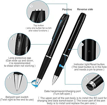 Zinzo 3-in-1 Premium HD 1080P Spy Camera Pen (32GB Included) 🖊️🎥