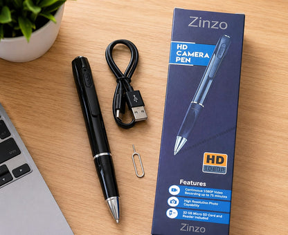 Zinzo 3-in-1 Premium HD 1080P Spy Camera Pen (32GB Included) 🖊️🎥